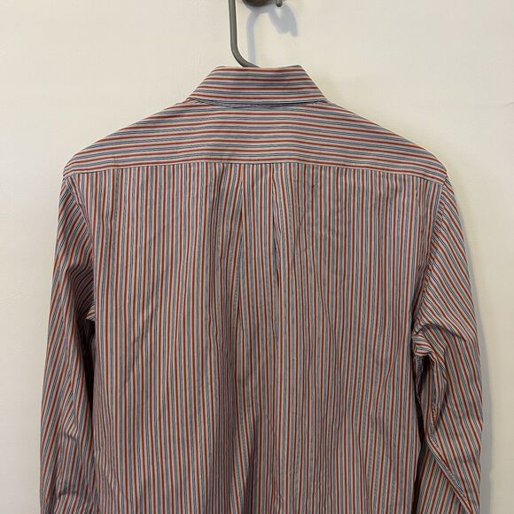 Luciano Barbera Button Up Shirt Mens S Striped Long Sleeve Cotton Business Italy - Picture 9 of 11